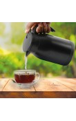 Siyah 580 ml kulplu dökme ağızlı lazer logo baskılı kurumsal promosyon termos sürahi